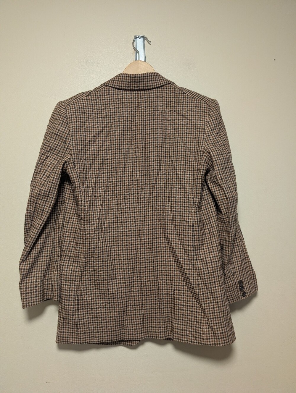AYR Plaid Wool Blazer XS Brown Houndstooth Academia Preppy - Picture 9 of 9